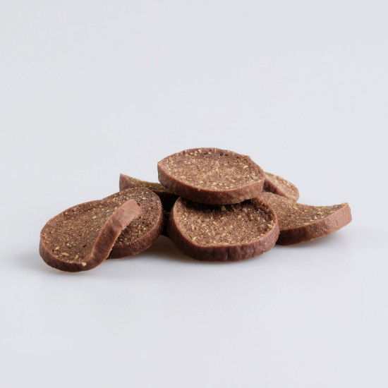 Meerdere DARF bio snacks hondenchips bij elkaar gemaakt van biologisch gevogelte