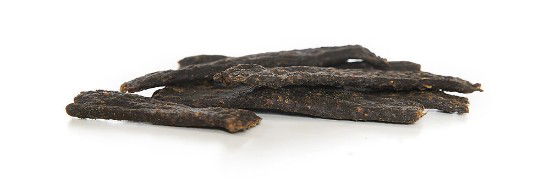 Meerdere snack geitenvleesstrips van Darf bij elkaar