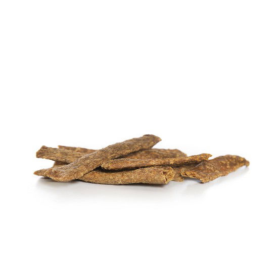 Meerdere snack konijnenvleesstrips van Darf bij elkaar