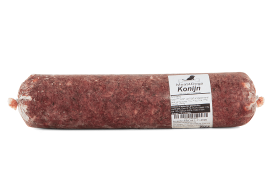 Een worstrol van Meat4Dogs gemaakt van Konijn