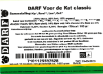 Een etiket van DARF voor de kat classic