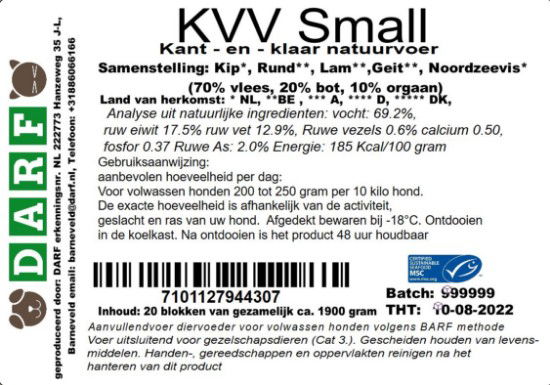 Een etiket van DARF Small